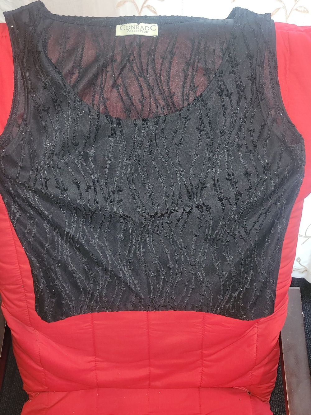 Conrad C Collection Black Sleeveless Textured Evening Top